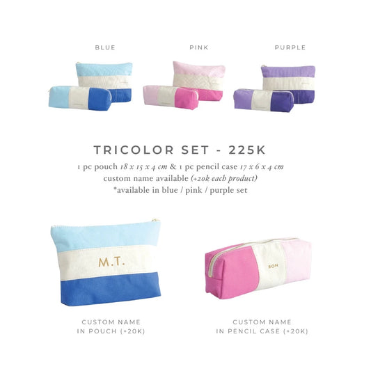 TRICOLOR SET - Pouch and Pencil Case