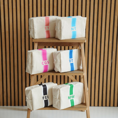 STRIPE MONOGRAM CANVAS POUCH - Stripe Canvas Pouch
