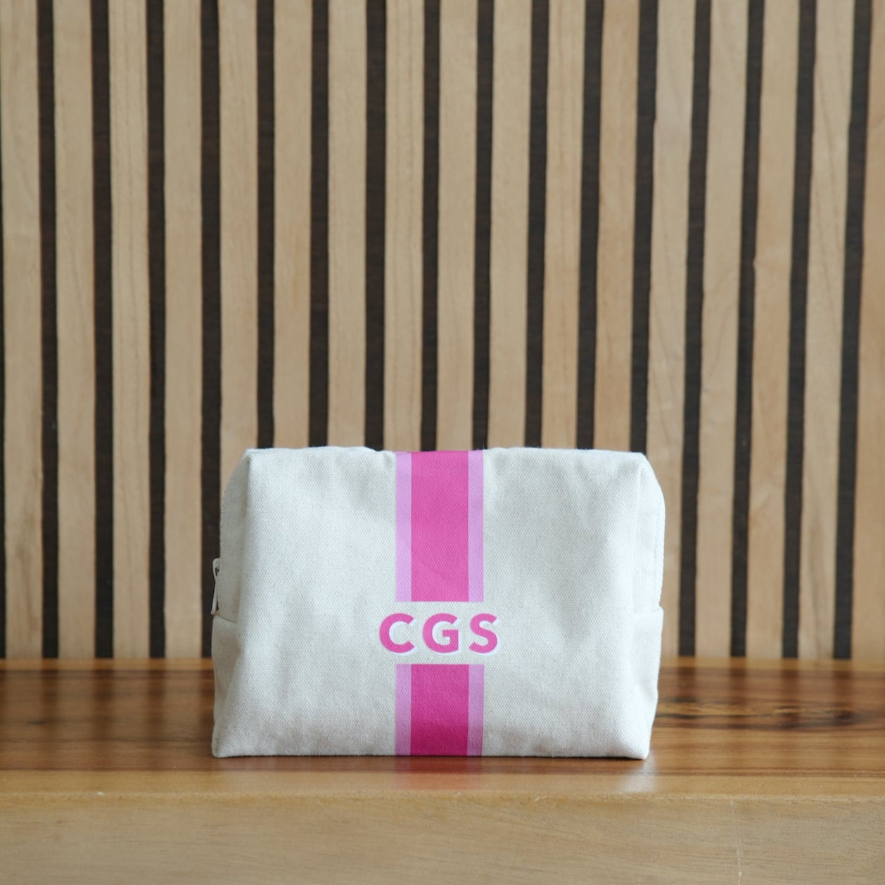 STRIPE MONOGRAM CANVAS POUCH - Stripe Canvas Pouch