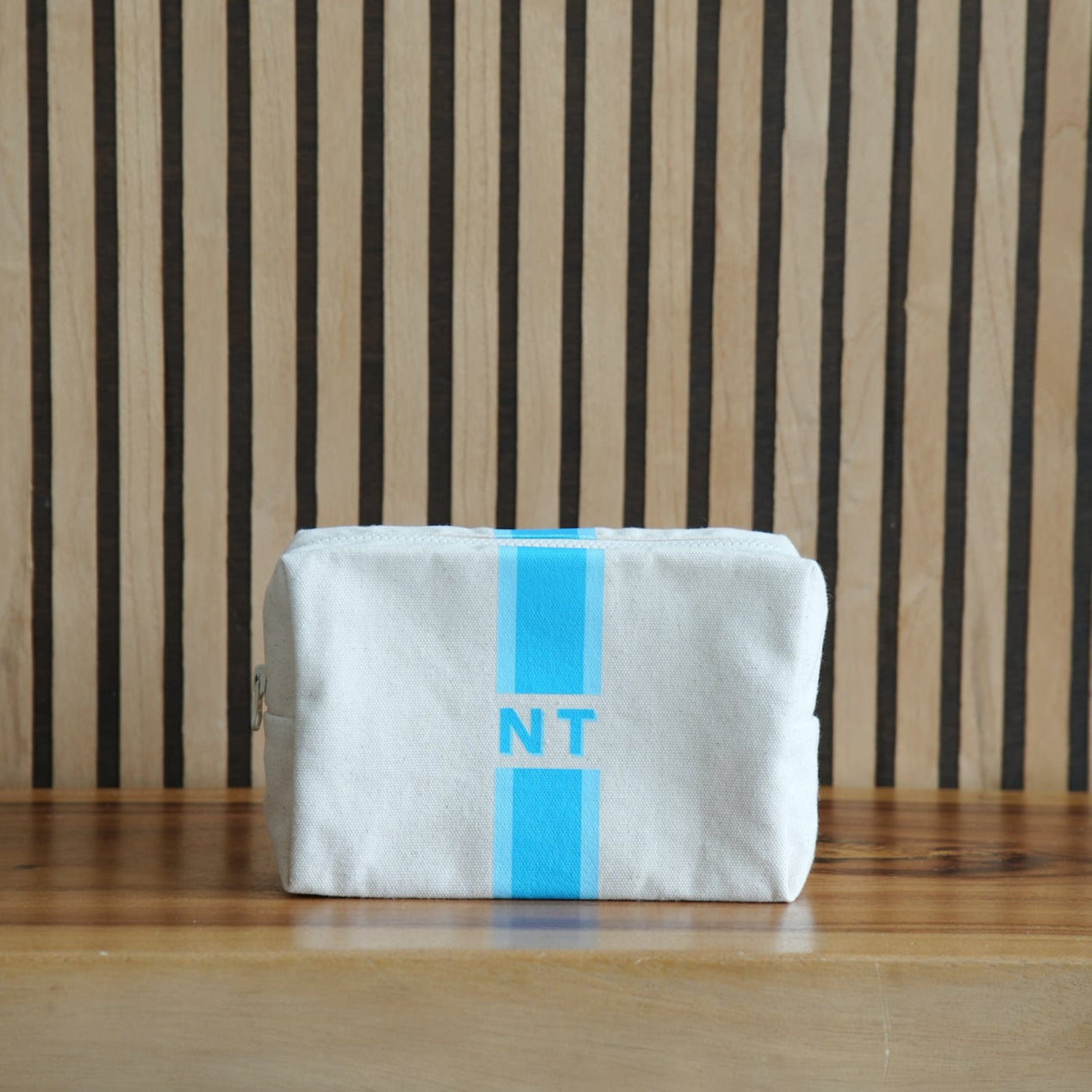 STRIPE MONOGRAM CANVAS POUCH - Stripe Canvas Pouch