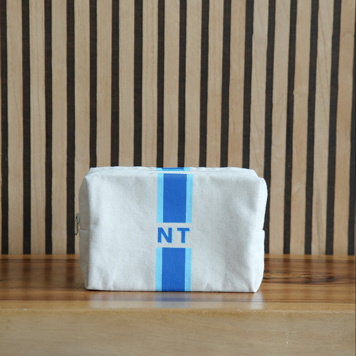 STRIPE MONOGRAM CANVAS POUCH - Stripe Canvas Pouch