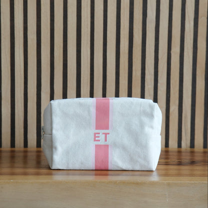 STRIPE MONOGRAM CANVAS POUCH - Stripe Canvas Pouch
