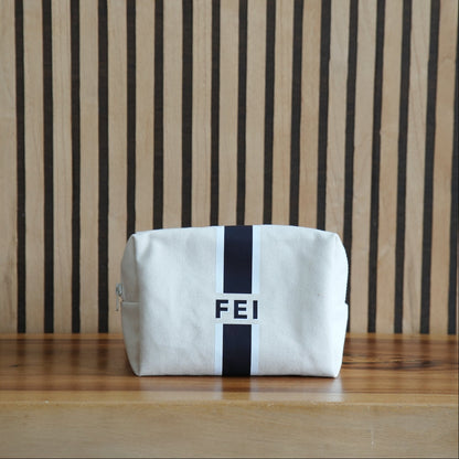 STRIPE MONOGRAM CANVAS POUCH - Stripe Canvas Pouch