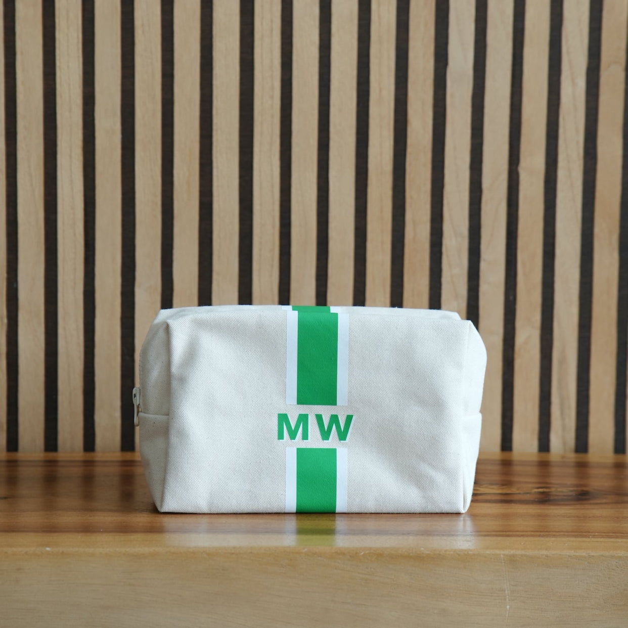 STRIPE MONOGRAM CANVAS POUCH - Stripe Canvas Pouch
