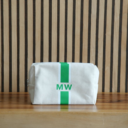 STRIPE MONOGRAM CANVAS POUCH - Stripe Canvas Pouch