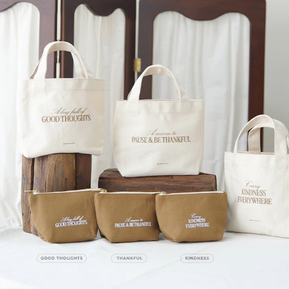 EVERYDAY GOODNESS TOTE AND POUCH - Mini Canvas Tote and Pouch