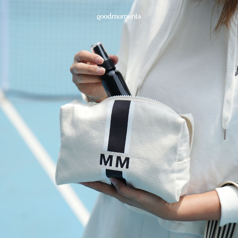 Stripe Monogram Canvas Pouch - Stripe Canvas Pouch