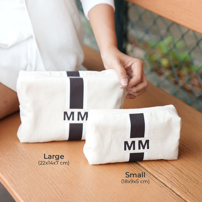 Stripe Monogram Canvas Pouch - Stripe Canvas Pouch