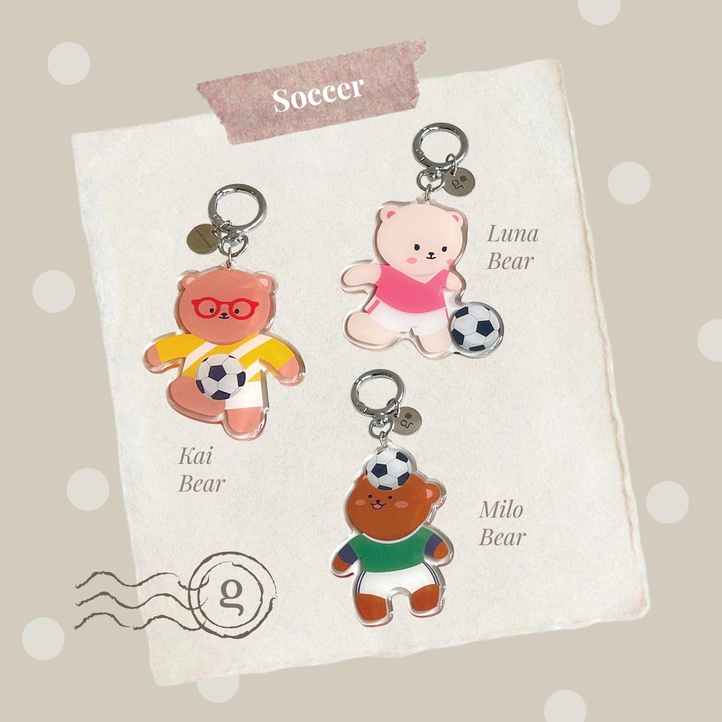 GOODBEAR SPORTS CLUB KEYCHAIN - Cute Bear Epoxy Keychain