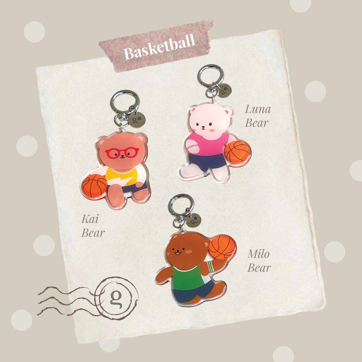 GOODBEAR SPORTS CLUB KEYCHAIN - Cute Bear Epoxy Keychain