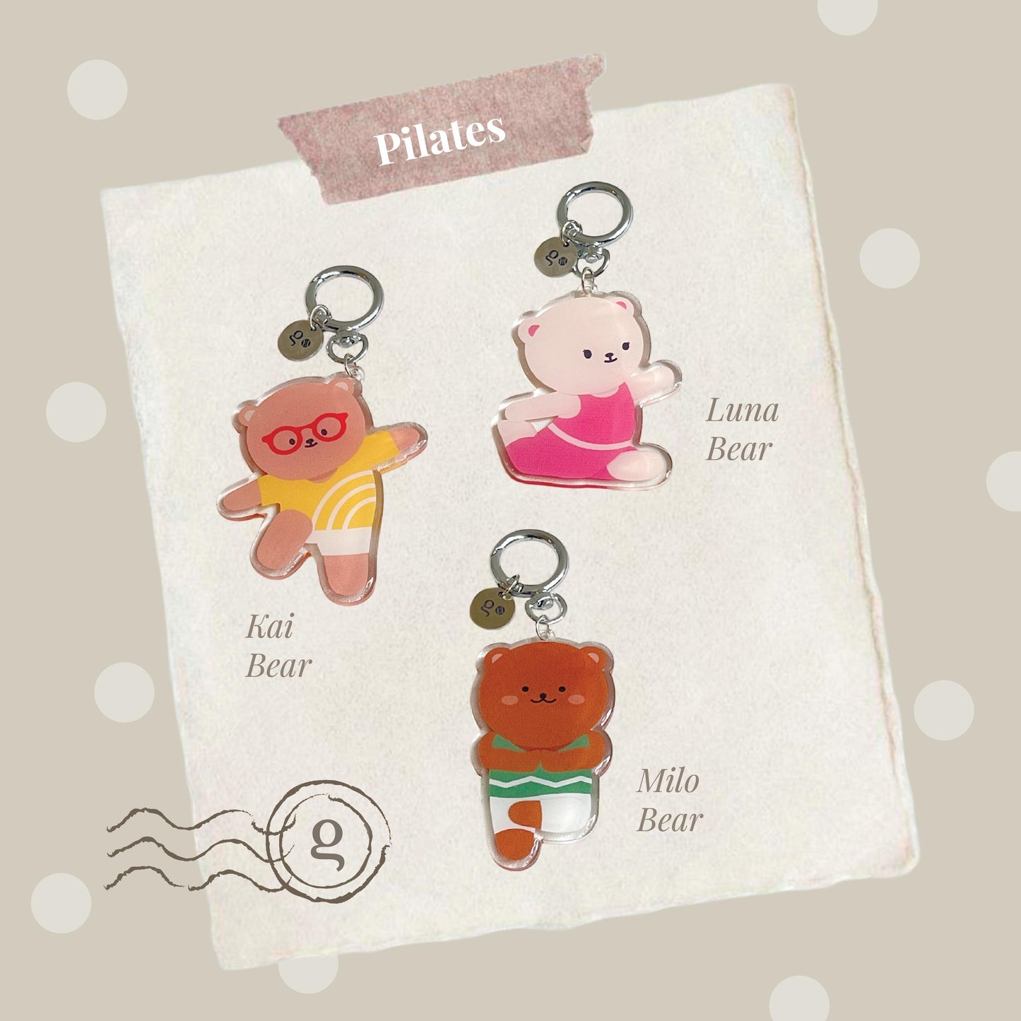 GOODBEAR SPORTS CLUB KEYCHAIN - Cute Bear Epoxy Keychain