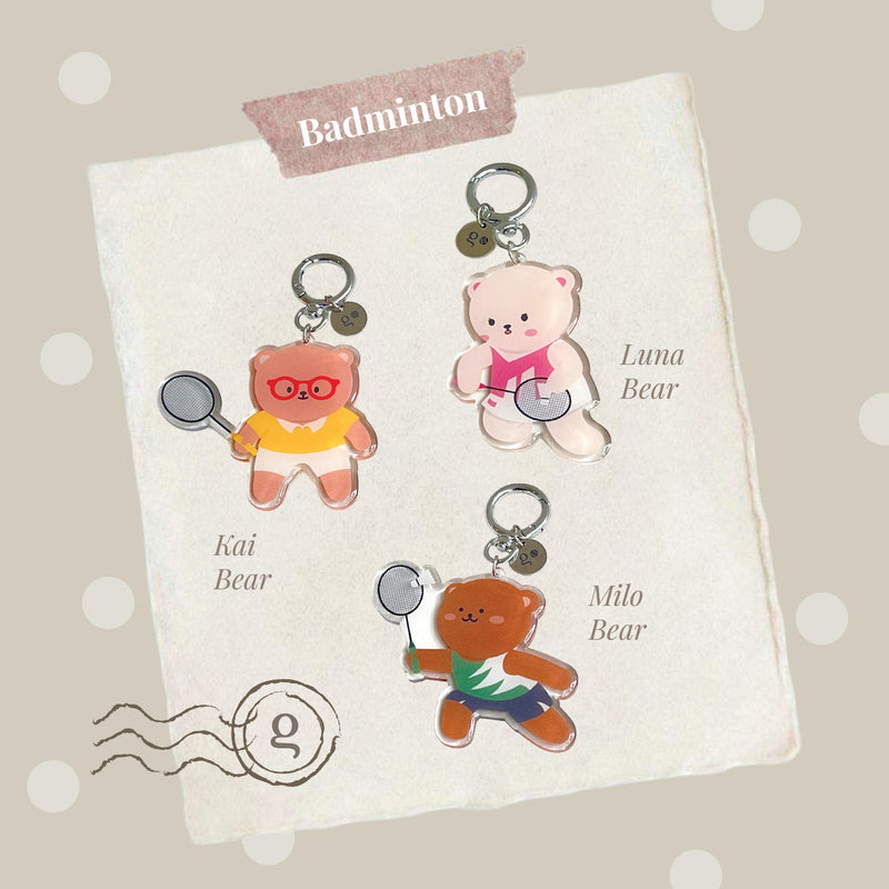 Goodbear Sports Club Keychain - Cute Bear Epoxy Keychain