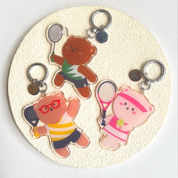 Goodbear Sports Club Keychain - Cute Bear Epoxy Keychain