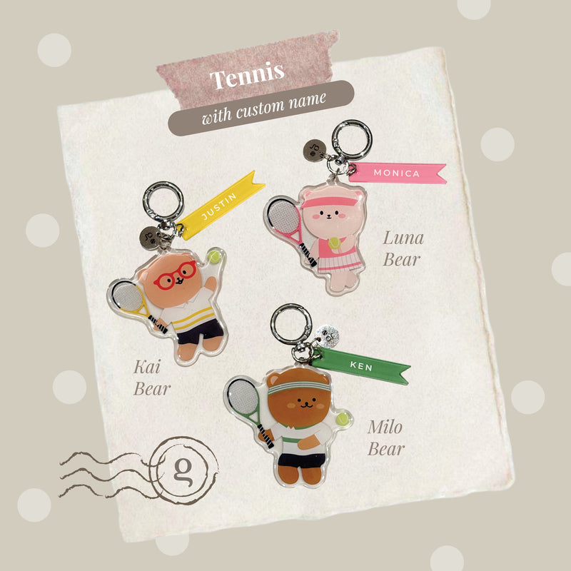 Goodbear Sports Club Keychain - Cute Bear Epoxy Keychain